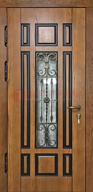 Двухцветная железная дверь Винорит со стеклом и ковкой ДСК-264 в Звенигороде