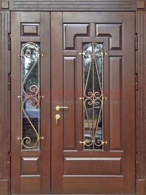 Стальная распашная дверь Винорит стекло и ковка ДСК-274 в Звенигороде