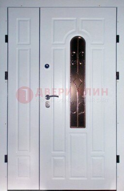Входная дверь Винорит со стеклом в белом цвете ДСК-277 в Звенигороде