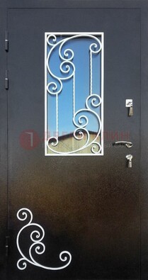 Входная дверь Порошок со стеклом и ковкой ДСК-278 в Звенигороде