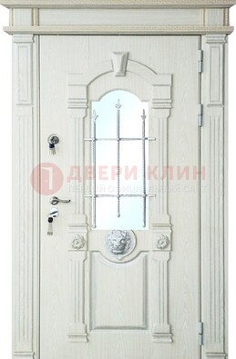 Герметичная входная дверь со стеклом и ковкой с украшением ДСК-64 в Звенигороде