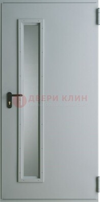 Белая железная техническая дверь со вставкой из стекла ДТ-9 в Звенигороде