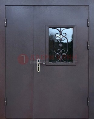 Тамбурная дверь Порошок со стеклом и ковкой ДТМ-48 в Звенигороде