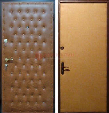 Желтая железная дверь с винилискожей ДВ-2 в Звенигороде
