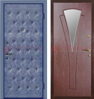Синяя железная дверь с винилискожей ДВ-39 в Звенигороде
