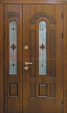 Темная стальная дверь с виноритом и стеклом ДВТ-179 в Волхове