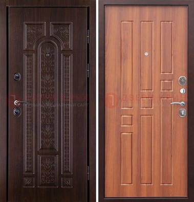 Темная металлическая дверь с виноритом и узором ДВТ-224 в Звенигороде