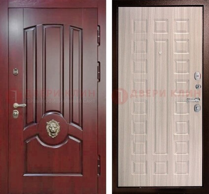Темно-красная входная дверь с виноритом ДВТ-234 в Звенигороде