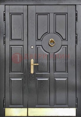 Черная металическая дверь с виноритом для дома ДВТ-241 в Звенигороде