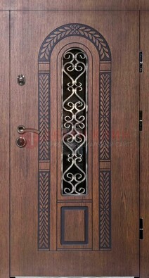 Стальная коричневая дверь с виноритом и МДФ ДВТ-81 в Звенигороде