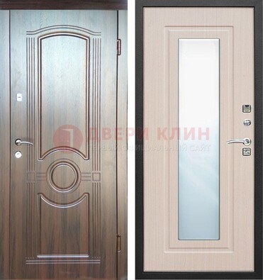 Светло-коричневая дверь c виноритом с узором и филенчатой МДФ ДЗ-120 в Звенигороде