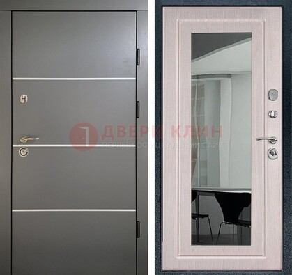 Черная металлическая дверь с зеркалом ДЗ-12 в Звенигороде