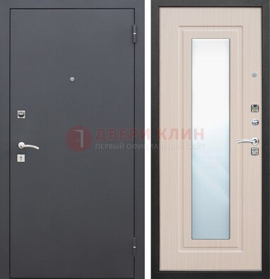 Черная входная дверь с зеркалом МДФ внутри ДЗ-31 в Звенигороде