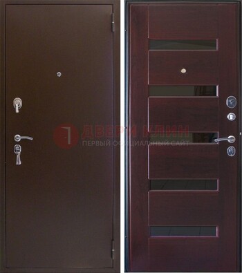 Темная железная дверь с зеркалом ДЗ-42 в Звенигороде