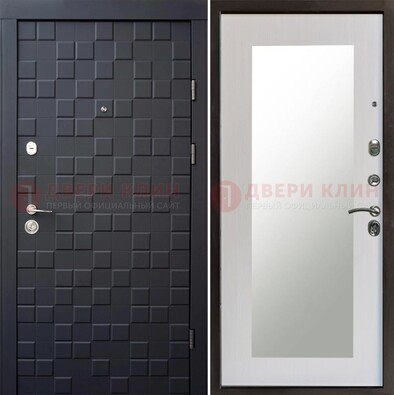 Черная стальная дверь МДФ и зеркалом ДЗ-50 в Звенигороде