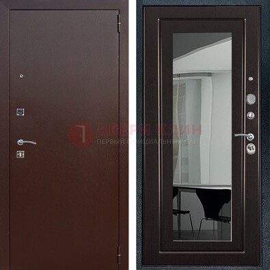 Металлическая дверь с порошковым напылением с МДФ и зеркалом ДЗ-61 в Звенигороде