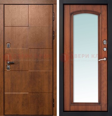 Белая филенчатая дверь с фрезерованной МДФ и зеркалом ДЗ-81 в Звенигороде