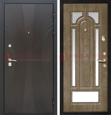 Темная металлическая дверь МДФ с различными зеркальными вставками внутри ДЗ-82 в Звенигороде